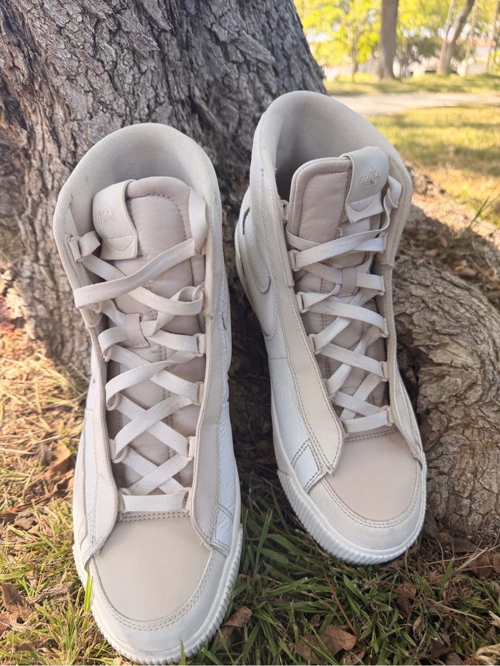 Nike High-Top Sneakers in Off-White/Tan
